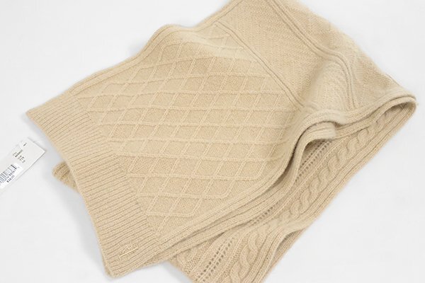 *美品 LAUREN RALPH LAUREN ◆ ケーブルニット マフラー キャメル ウールブレンド ストール ローレン ラルフローレン ◆G107_画像1