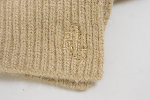 *美品 LAUREN RALPH LAUREN ◆ ケーブルニット マフラー キャメル ウールブレンド ストール ローレン ラルフローレン ◆G107_画像4