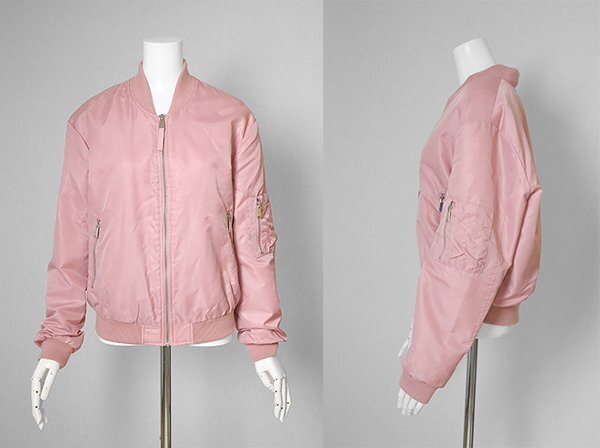 主役のピンク* ZARA BASIC ◆ MA-1 中綿 ボンバージャケット Mサイズ ピンク ブルゾン ザラ ◆ K2J_画像3