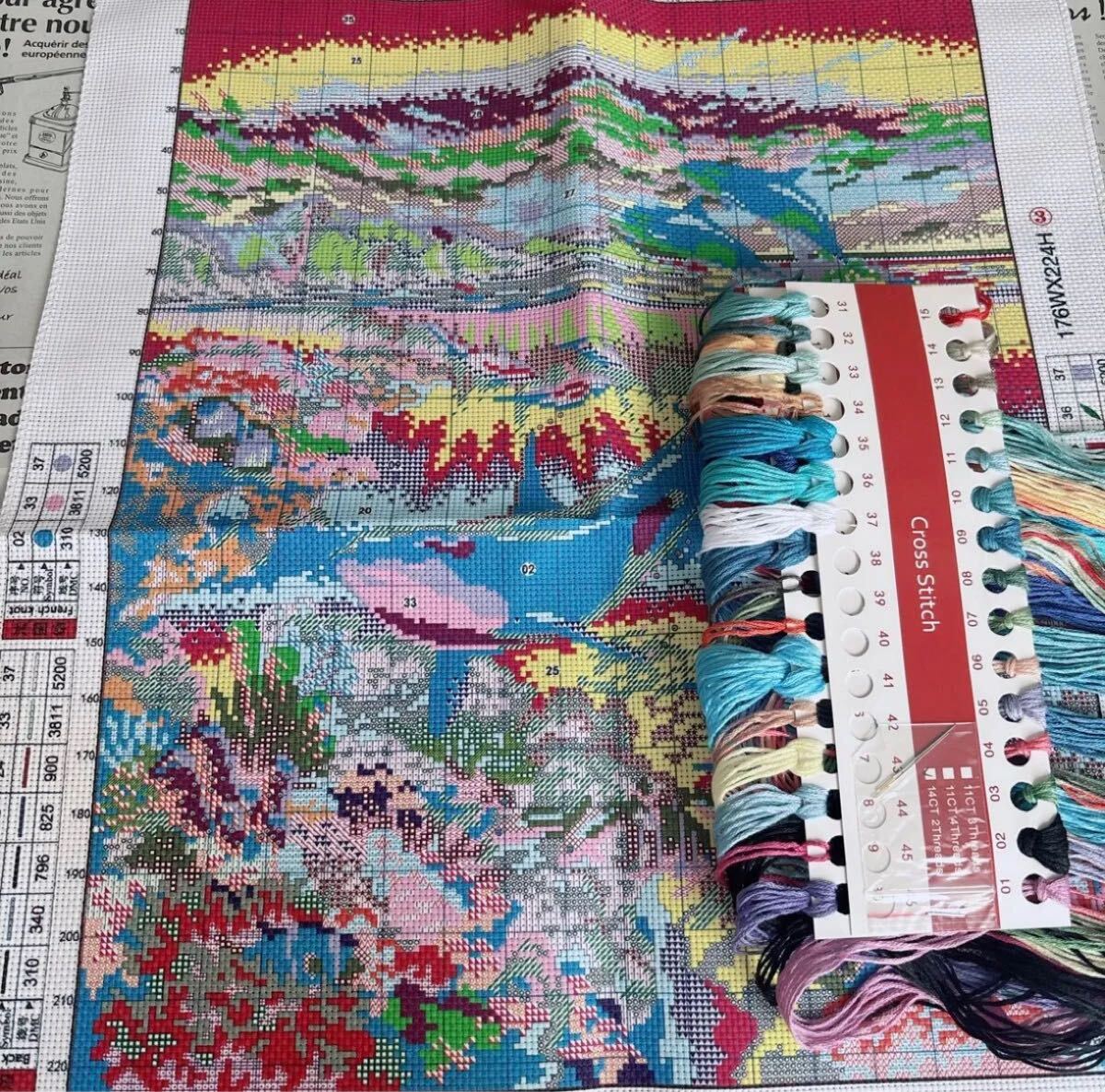 クロスステッチキット 海の生き物達 刺繍作成キット 14カウント 図面印刷あり_画像2