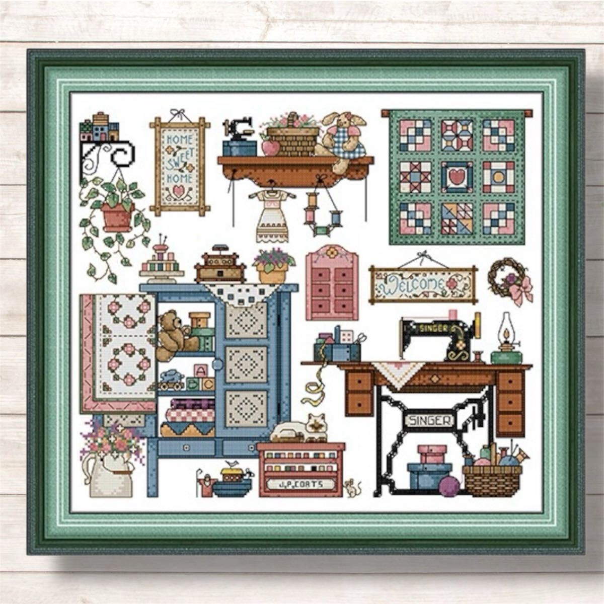 刺繍作成キット 裁縫タイム クロスステッチキット 14カウント 図面印刷あり_画像1