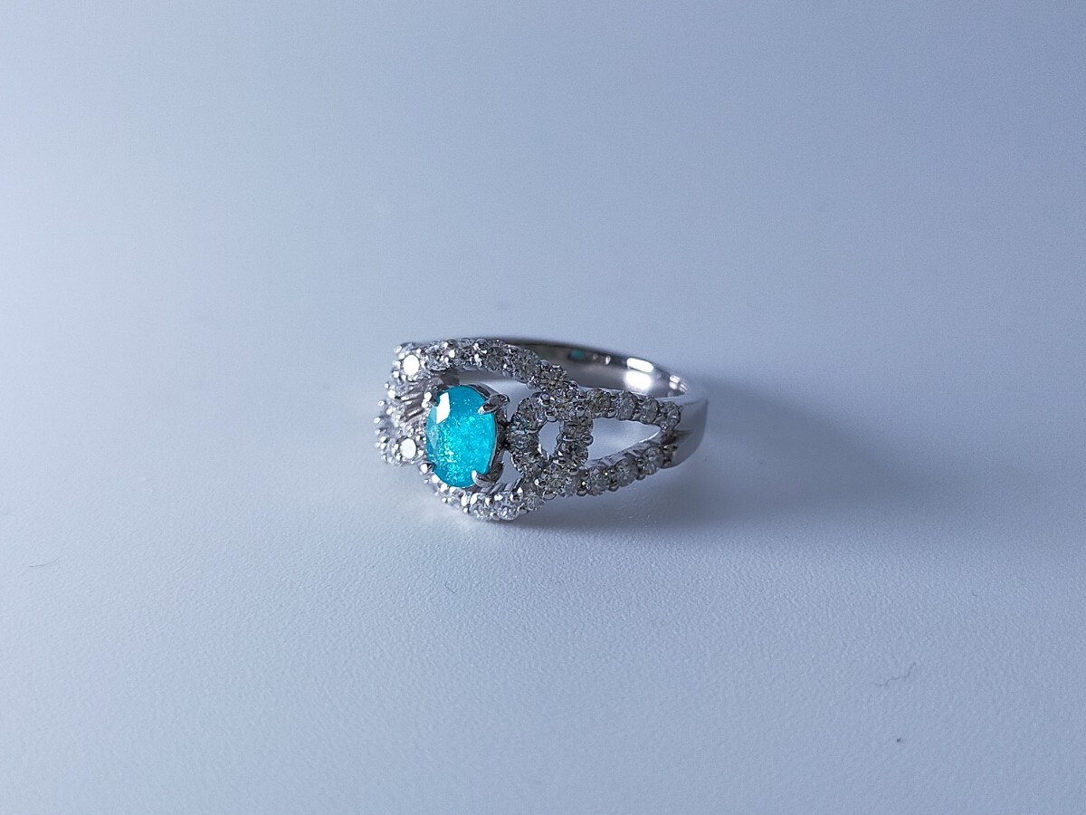 新品 ブラジル産 ネオンブルー パライバトルマリン 0.428ct paraiba tourmaline brazil プラチナ リング 指輪 パライバ 11号 CGL 大粒 _画像4