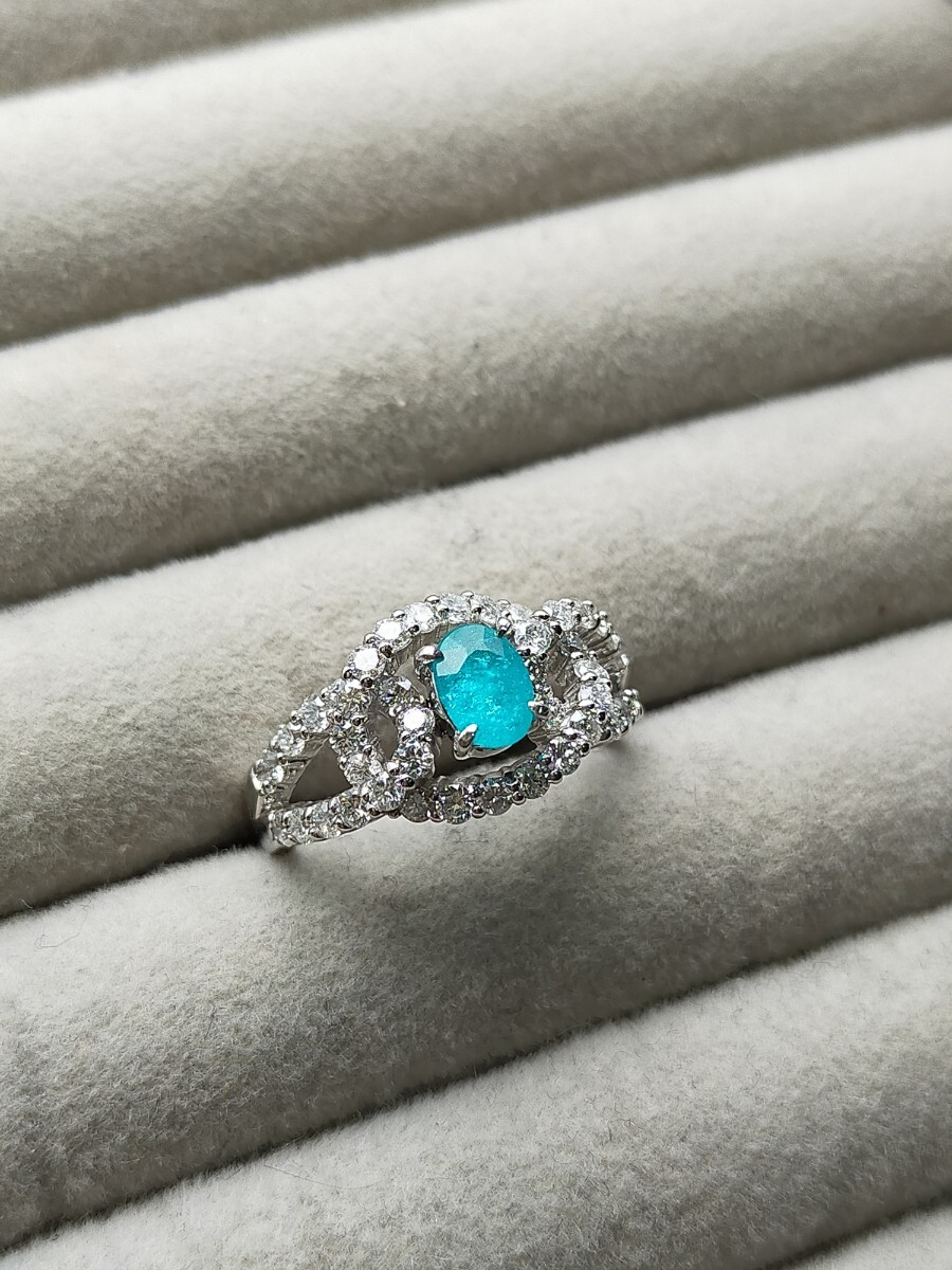 新品 ブラジル産 ネオンブルー パライバトルマリン 0.428ct paraiba tourmaline brazil プラチナ リング 指輪 パライバ 11号 CGL 大粒 _画像2