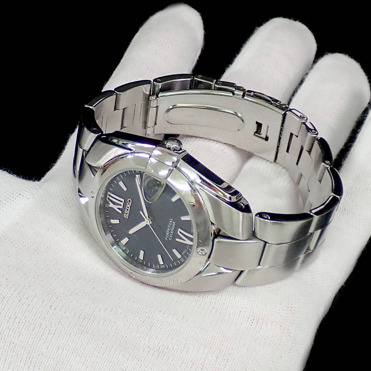 セイコー パーペチュアルカレンダー デイト 8F32-0010 ブルー文字盤 点検動作品 SEIKO Perpetual Calendar_画像3