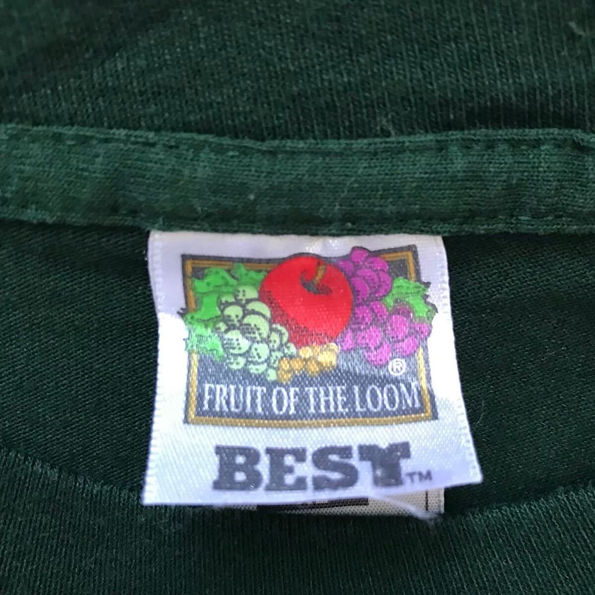90s FRUIT OF THE LOOM ロンT グリーン XL 学生会プリント USA製生地 ビンテージ_画像6