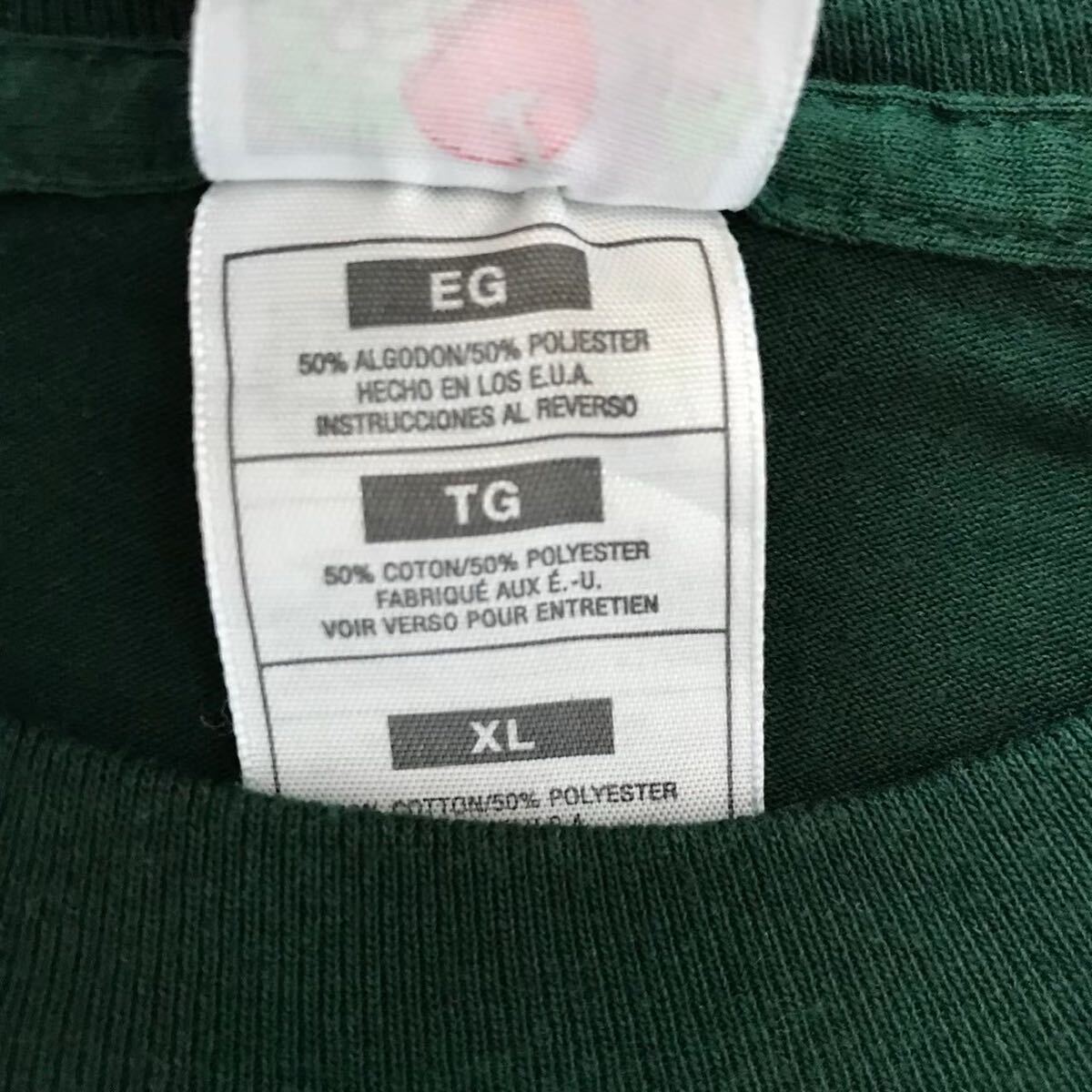 90s FRUIT OF THE LOOM ロンT グリーン XL 学生会プリント USA製生地 ビンテージ_画像7