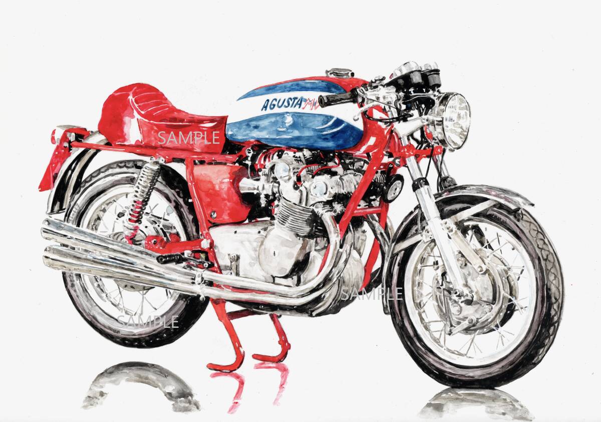 Ａ４プリントです　MVアグスタ　750S　　水彩画　バイクイラスト　　　_画像1
