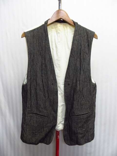 アタッチメント ATTACHMENT ベスト メンズ2 グレー系 しわ加工ベスト リネンベスト 麻ツイード風ベスト メンズベスト スーツ10021_画像1