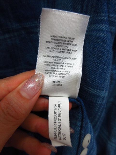 ラルフローレン　チェック柄デニム系シャツ SIZE XS ネルシャツ 長袖シャツ インディゴシャツ 襟付きカットソー フランネルジャケット08122_画像8