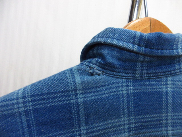 ラルフローレン　チェック柄デニム系シャツ SIZE XS ネルシャツ 長袖シャツ インディゴシャツ 襟付きカットソー フランネルジャケット08122_画像4