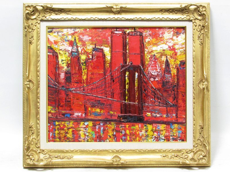 【GINZA絵画館】鈴木マサハル　油絵８号「NEW YORK」ニューヨーク・人気作家１点もの・楽しめます！　Z21W8B0V7C9X5I