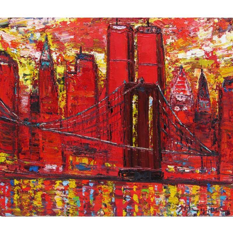 【GINZA絵画館】鈴木マサハル　油絵８号「NEW YORK」ニューヨーク・人気作家１点もの・楽しめます！　Z21W8B0V7C9X5I