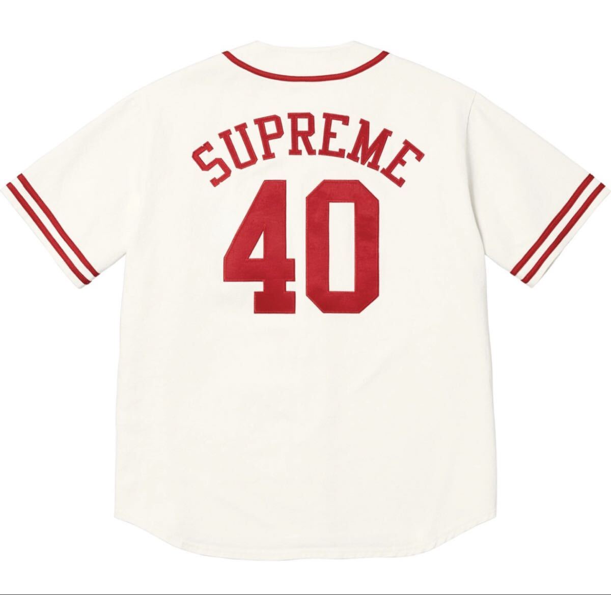 【美品】Supreme /40 Acres Twill Baseball Jersey size L ホワイト スパイクリー シュプリーム 25SS _画像2