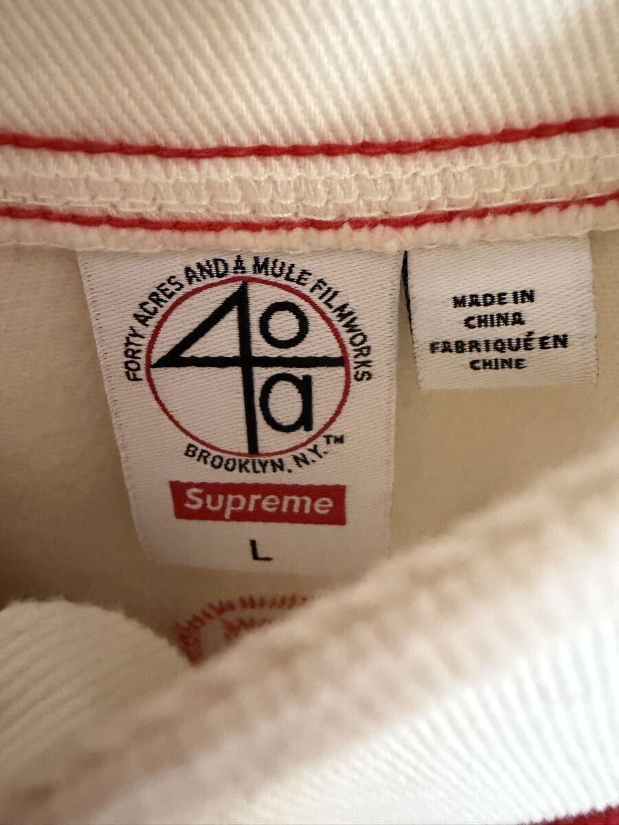 【美品】Supreme /40 Acres Twill Baseball Jersey size L ホワイト スパイクリー シュプリーム 25SS _画像5