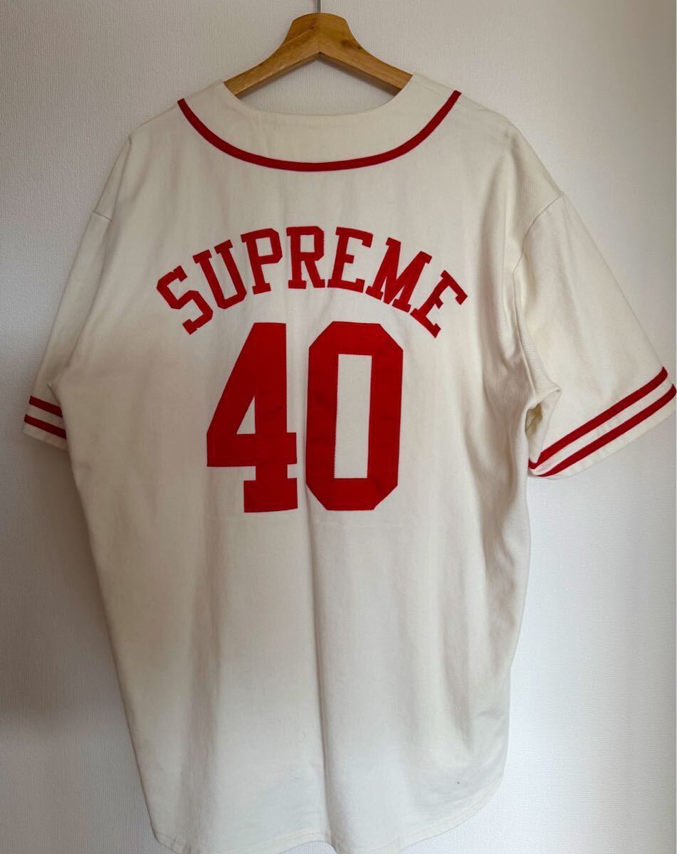 【美品】Supreme /40 Acres Twill Baseball Jersey size L ホワイト スパイクリー シュプリーム 25SS _画像4