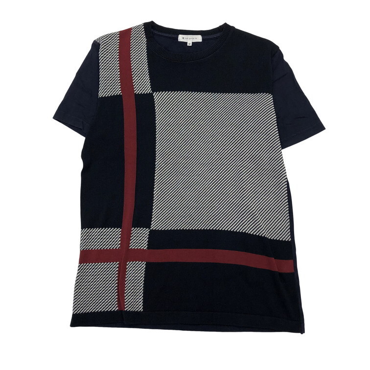 2508F-048 メンズ THE SHOP TK ザ ショップ ティーケー ネイビー 半袖Tシャツ M 【送料一律!800円】_画像1