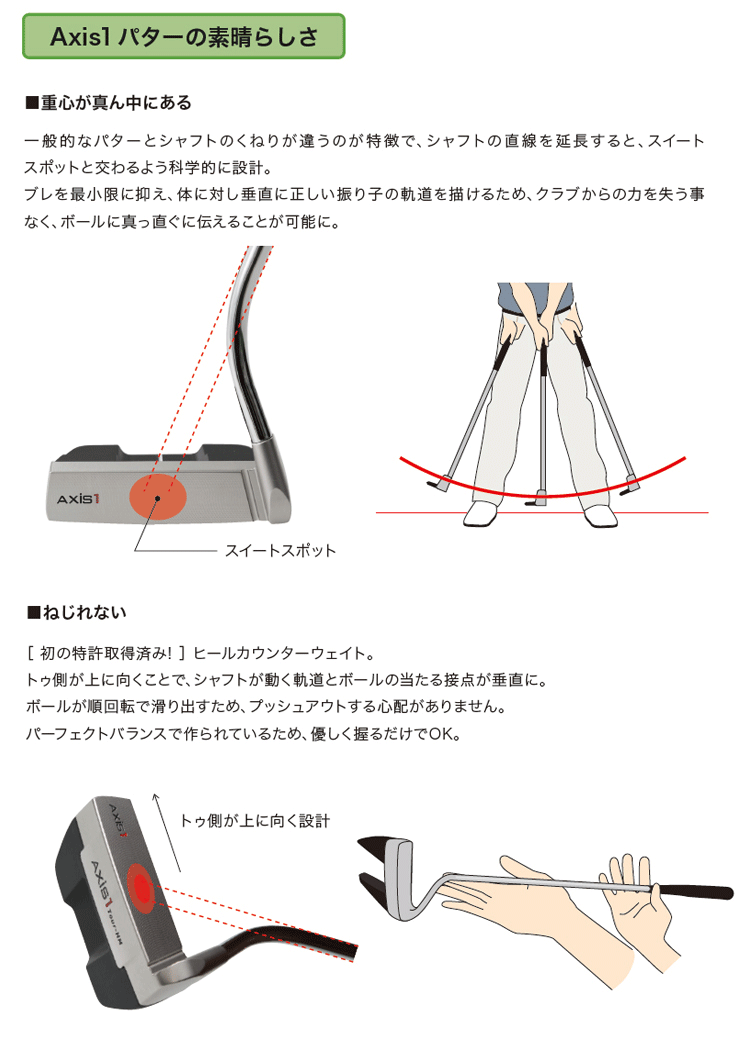 Axis1 Tour-HM パター ハーフマレット【アクシスワン】【パター】【FLATCAT】【長さ:35インチ】【Putter】_画像4