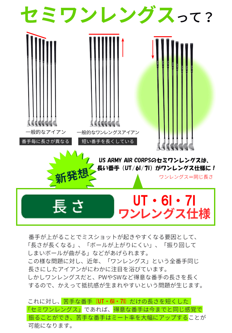 [ зеркальный ti]US ARMY AIR CORPS Golf Club 9 шт. комплект [ semi one length ][ Golf ][ левый для ][9 шт. комплект ][FLEX:S][ClubSet]
