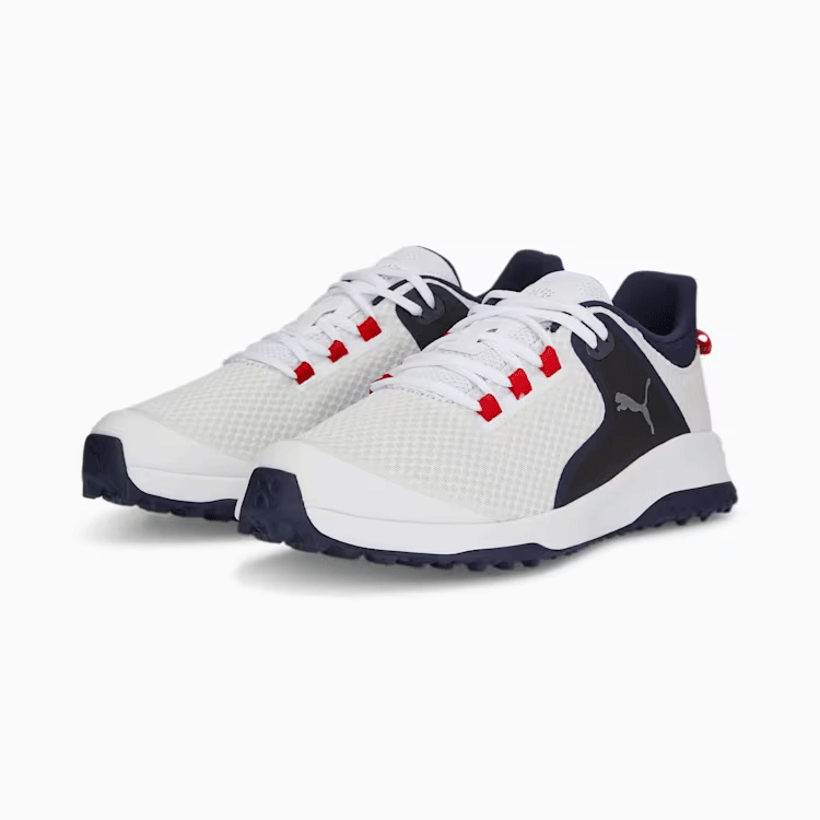 PUMA FUISON GRIP 377527 [ Puma ][ шиповки отсутствует ][ размер :28.5cm][ цвет :04 White/Silver/Navy][GolfShoes]
