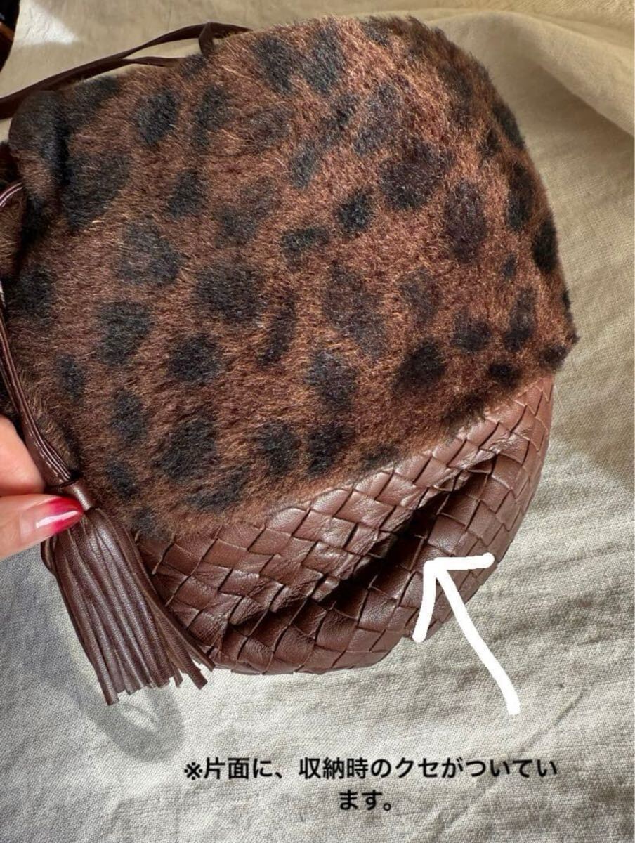 ボッテガヴェネタ BOTTEGA VENETA ファー ショルダーバッグ ヴィンテージ　ポシェット　秋冬　イントレチャート　ブラウン　レザー