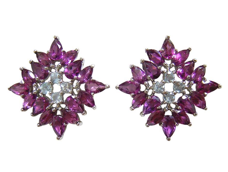 『天然ロードライトガーネット』 アクアマリン ピアス_画像1