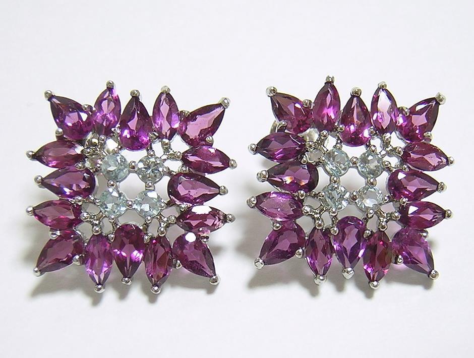 『天然ロードライトガーネット』 アクアマリン ピアス_画像2