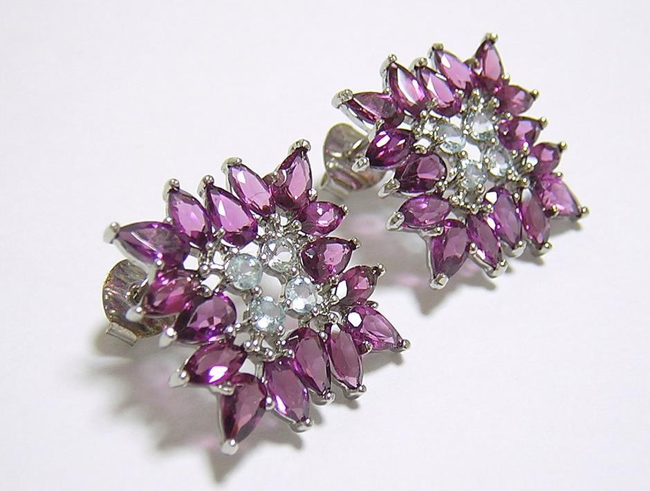 『天然ロードライトガーネット』 アクアマリン ピアス_画像3