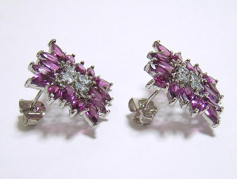 『天然ロードライトガーネット』 アクアマリン ピアス_画像4