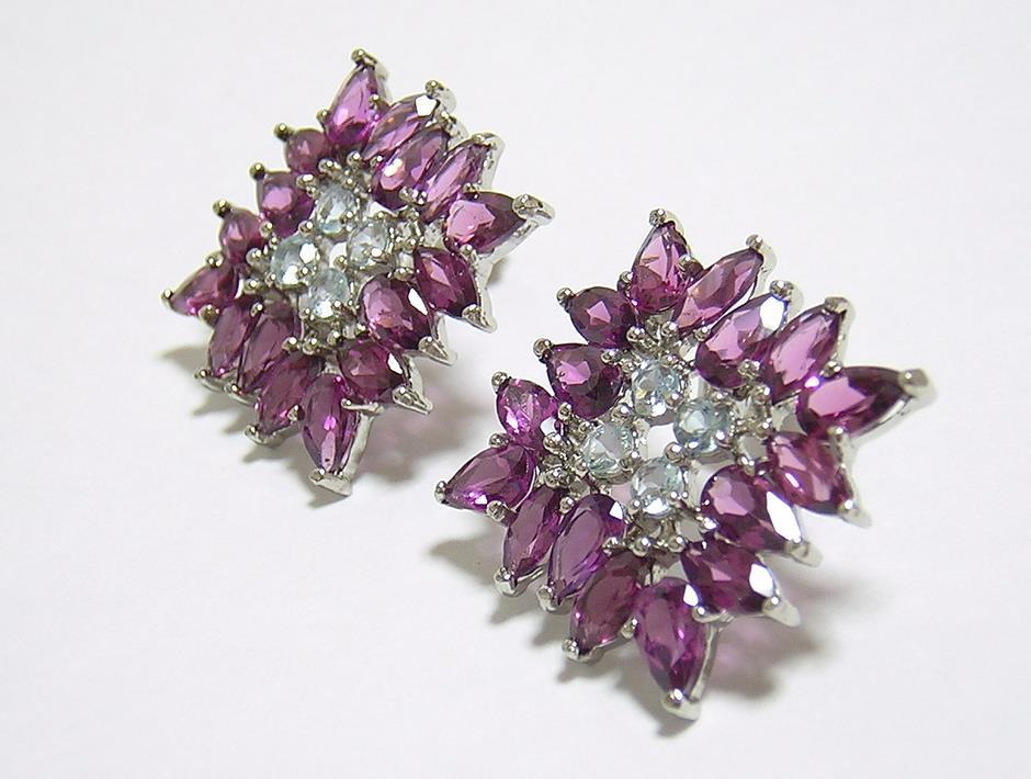 『天然ロードライトガーネット』 アクアマリン ピアス_画像7