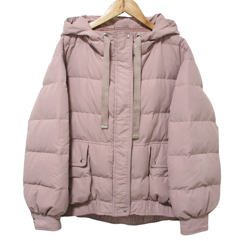 良品 21AW JILL STUART ジルスチュアート フーデッド ダウンジャケット ブルゾン M くすみピンク_画像1