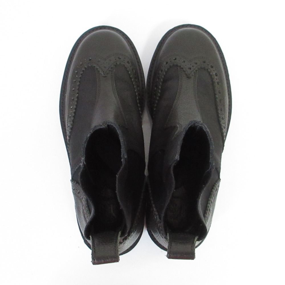 美品 Y’s ワイズ ヨウジヤマモト レザー ウイングチップ ショート サイドゴアブーツ サイズ1 22cm相当 ブラック_画像4