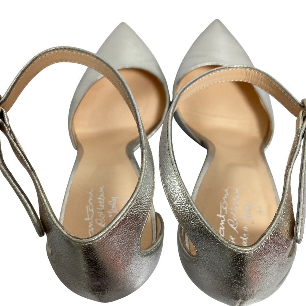 美品 Santoni サントーニ アンクルストラップ ポインテッドトゥ パンプス サイズ35.5 22.5cm相当 シルバーカラー_画像6