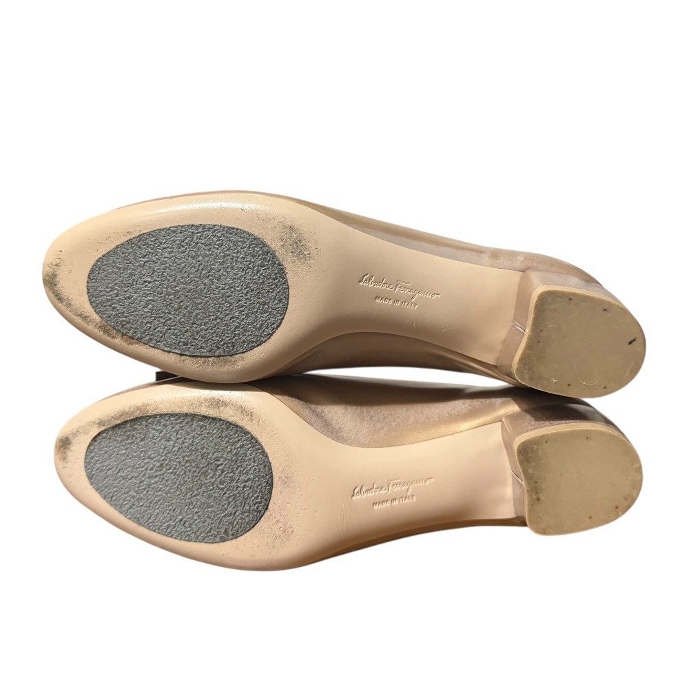  прекрасный товар Salvatore Ferragamo Salvatore Ferragamo vala лента low каблук туфли-лодочки размер 6C примерно 23cm bronze цвет 