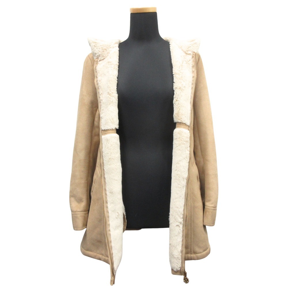  хорошая вещь Feroux Feroux мех f- dead пальто жакет блузон biju- Zip выше размер 1 бежевый 