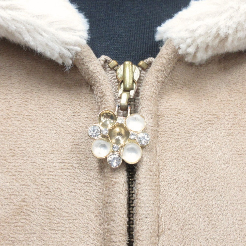  хорошая вещь Feroux Feroux мех f- dead пальто жакет блузон biju- Zip выше размер 1 бежевый 