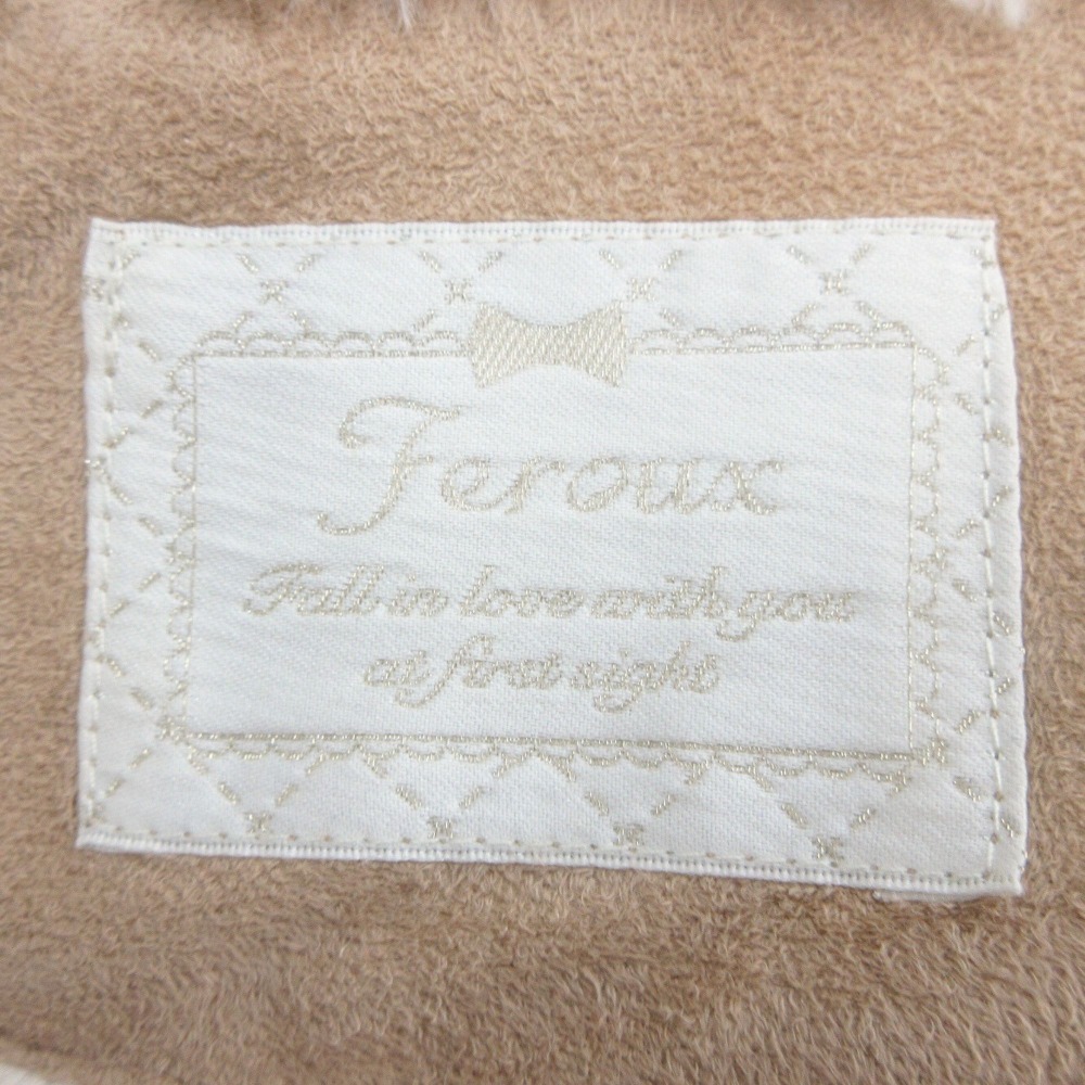  хорошая вещь Feroux Feroux мех f- dead пальто жакет блузон biju- Zip выше размер 1 бежевый 