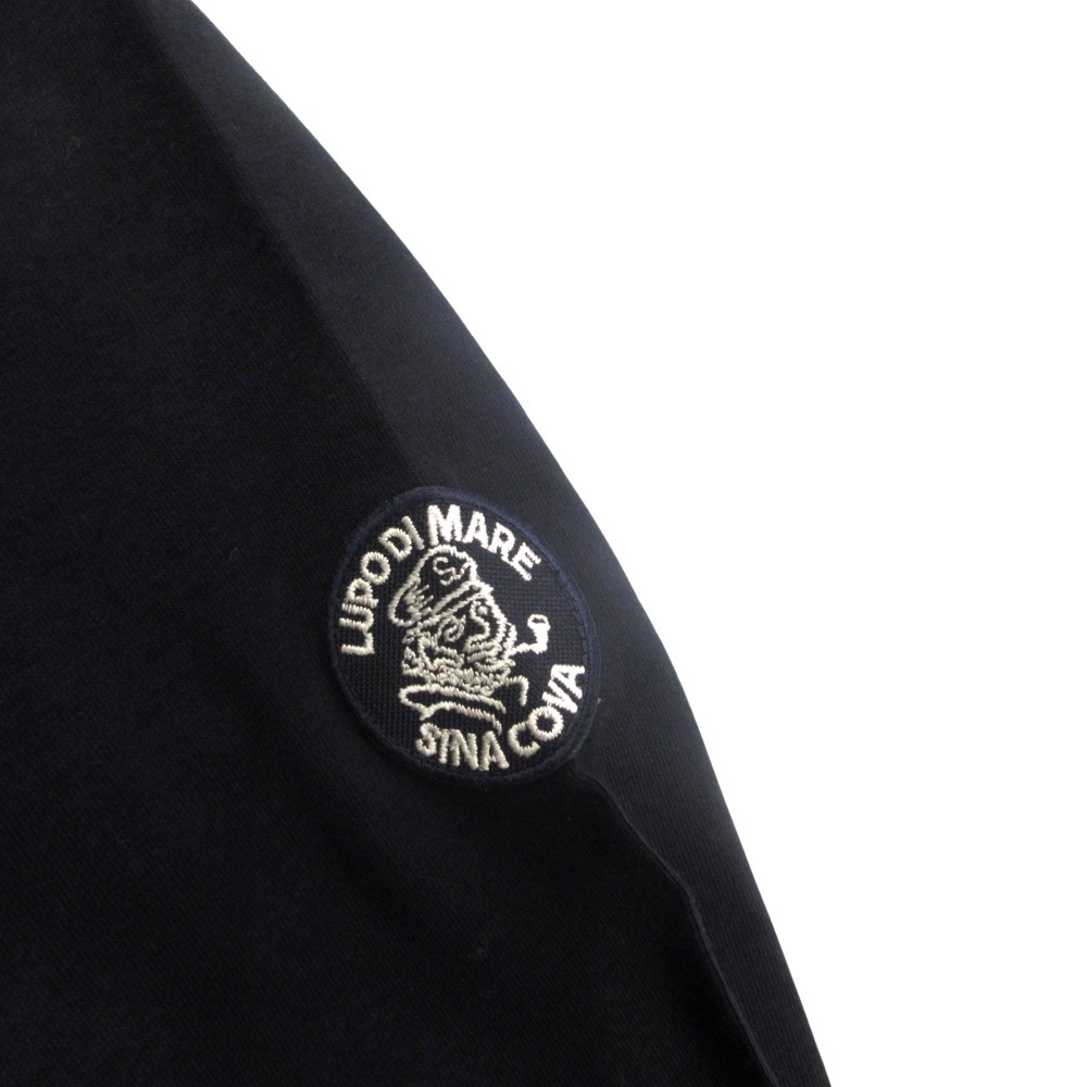 未使用 25aw SINA COVA シナコバ モックネック ロング Tシャツ カットソー 長袖 ロゴ ワッペン 刺繍 LL ネイビー_画像3