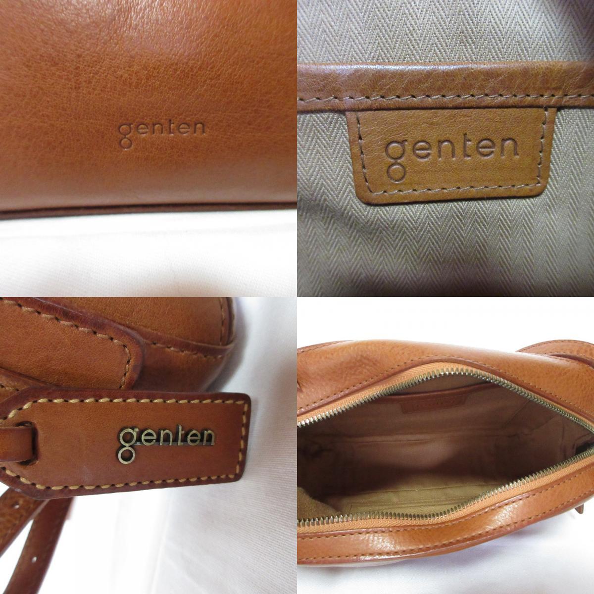 良品 genten ゲンテン トスカ BOX型 レザーミニショルダーバッグ ブラウン_画像8
