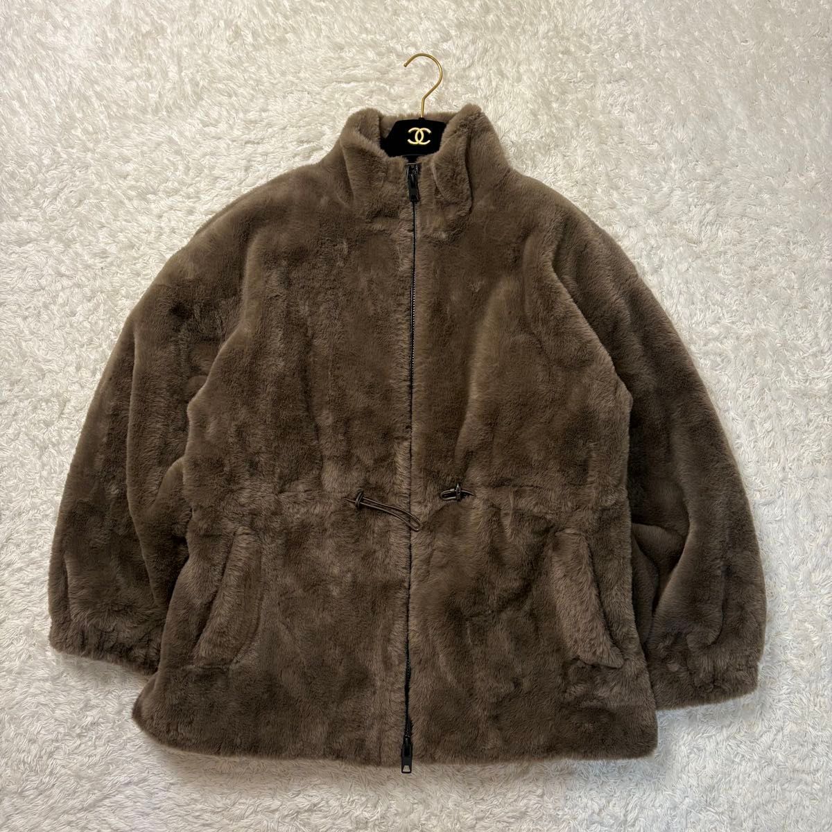【美品 大きいサイズ】ZARA フェイクファーコート L 大きいサイズ ファー ファーコート コート L XL ブラウン 茶 レディース _画像2