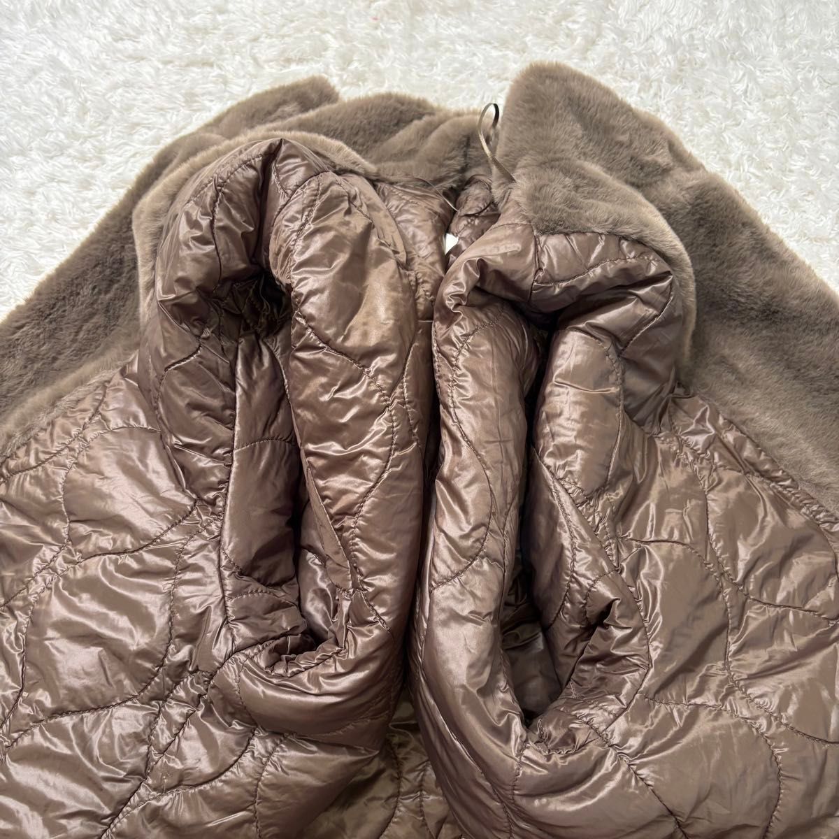 【美品 大きいサイズ】ZARA フェイクファーコート L 大きいサイズ ファー ファーコート コート L XL ブラウン 茶 レディース _画像5