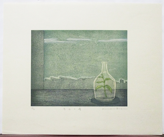 鈴木敦子『窓辺の壜』木版画　ed.10/15. 鉛筆サイン　シートのみ　2004年制作　「鈴木敦子2003-2012全版画集（不忍画廊）」No.04-12_画像1