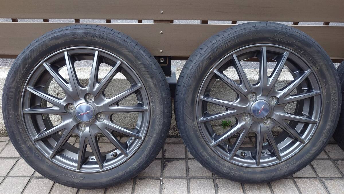 【中古】ホイール・タイヤ Weds VELVA SPORT 15x4.5J +45 4H-100 / ブリヂストン エコピア 165/55R15 4本セット_画像2