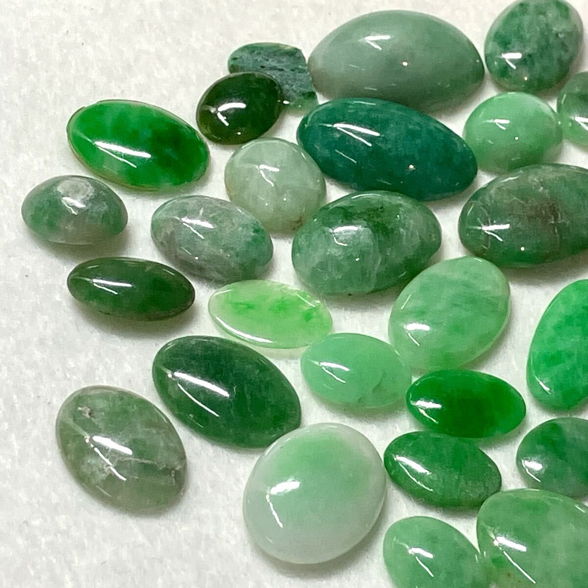 ◯天然本翡翠おまとめ149ct◯o 約29.8g ルース 裸石 宝石 ジュエリー jewerly ジェイダイト jadite ヒスイ ひすい オーバル w4ま9_画像2
