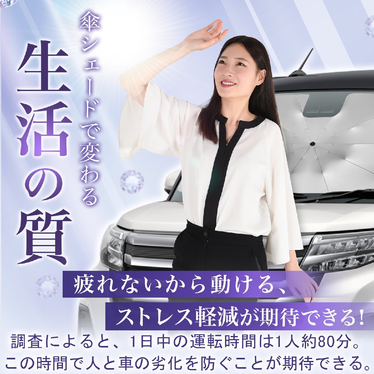 レクサス LM TAWH 15W 型 LM500h 傘 サンシェード 車 フロント シェード 日除け 断熱 折りたたみ Mサイズ Lot No.01 オークション_画像8