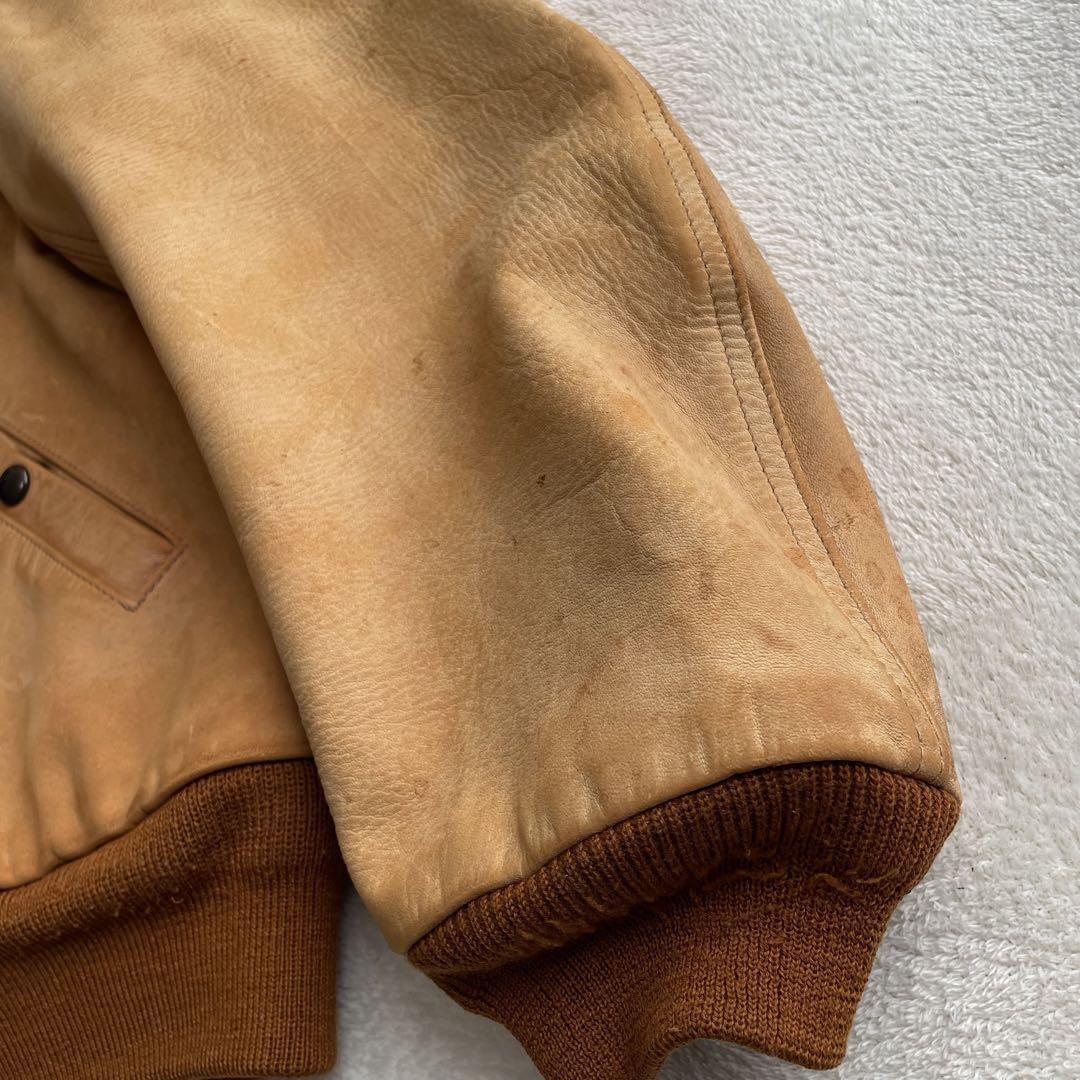 超希少 ハロルズギア HAROLD'S GEAR 馬革 ヌメ革 MA-1 レザーブルゾン 本革 Lサイズ_画像2