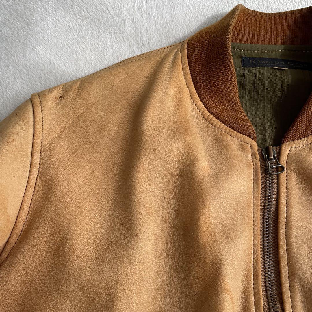 超希少 ハロルズギア HAROLD'S GEAR 馬革 ヌメ革 MA-1 レザーブルゾン 本革 Lサイズ_画像4