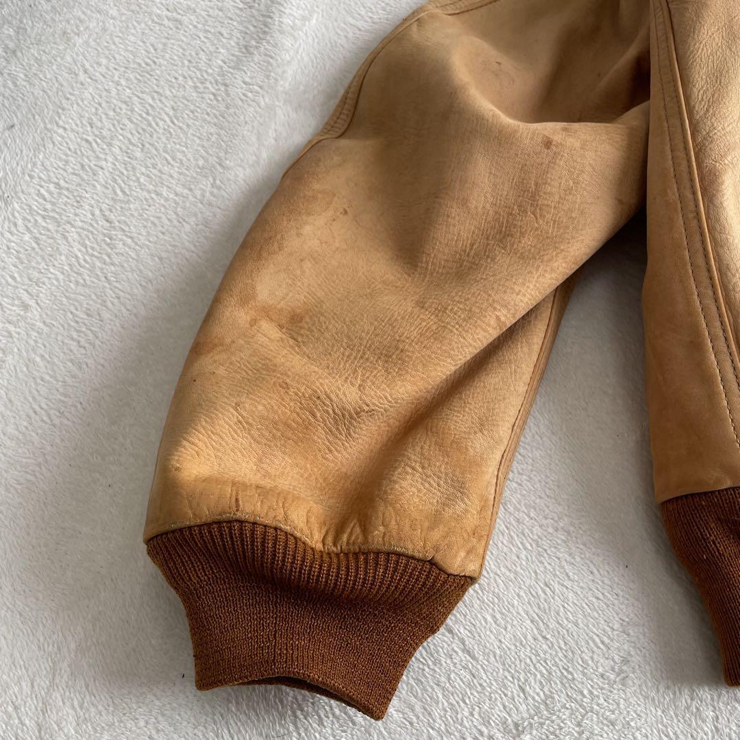 超希少 ハロルズギア HAROLD'S GEAR 馬革 ヌメ革 MA-1 レザーブルゾン 本革 Lサイズ_画像9