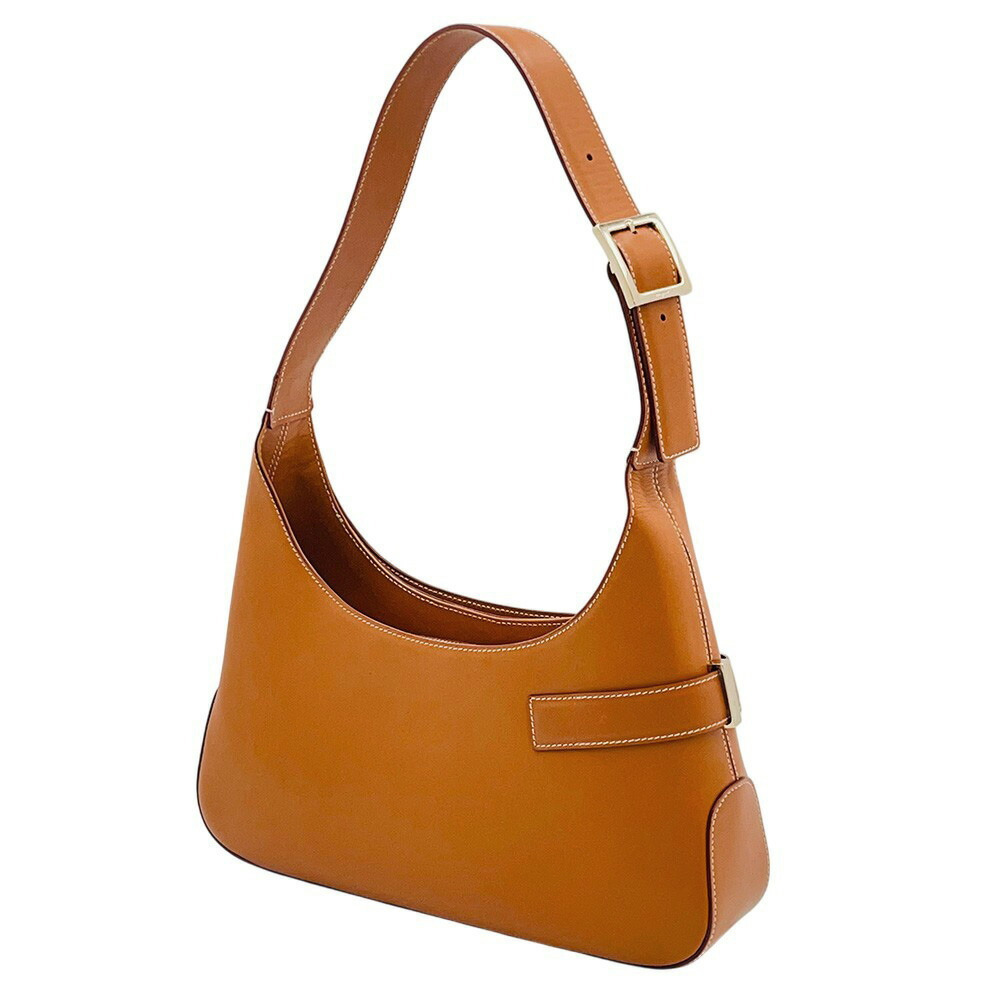 美品 フェラガモ ショルダーバッグ FERRAGAMO AB-210170 ホーボー ワンショルダー ガンチーニ レザー ブラウン レディース