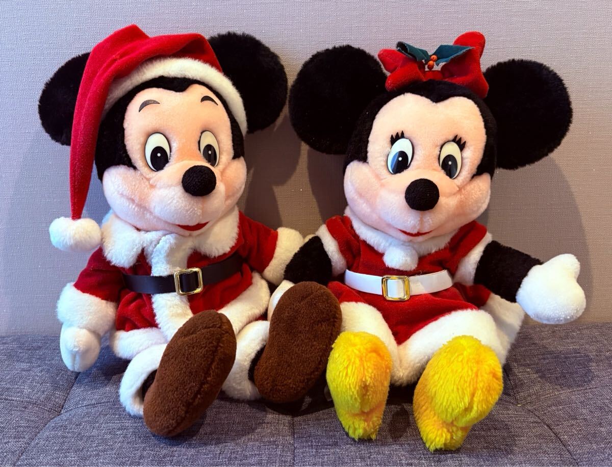 Disney ディズニー ミッキーマウス ミニーマウス クリスマス ぬいぐるみ 洋服着脱可能 昭和レトロ サンアンドスター 東京ディズニーランド_画像1