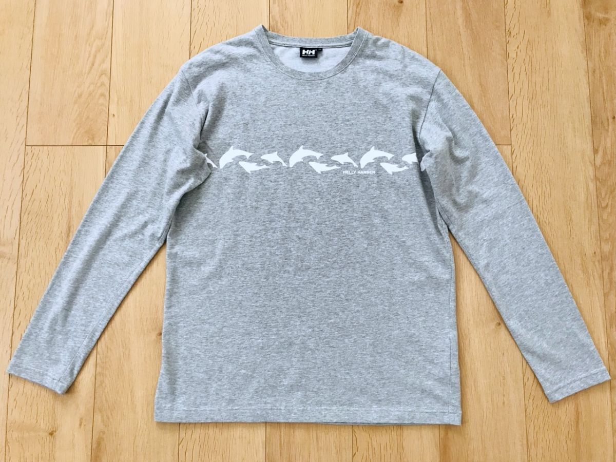 【美品】ヘリーハンセン＊長袖プリントTシャツ＊グレー＊XL_画像1